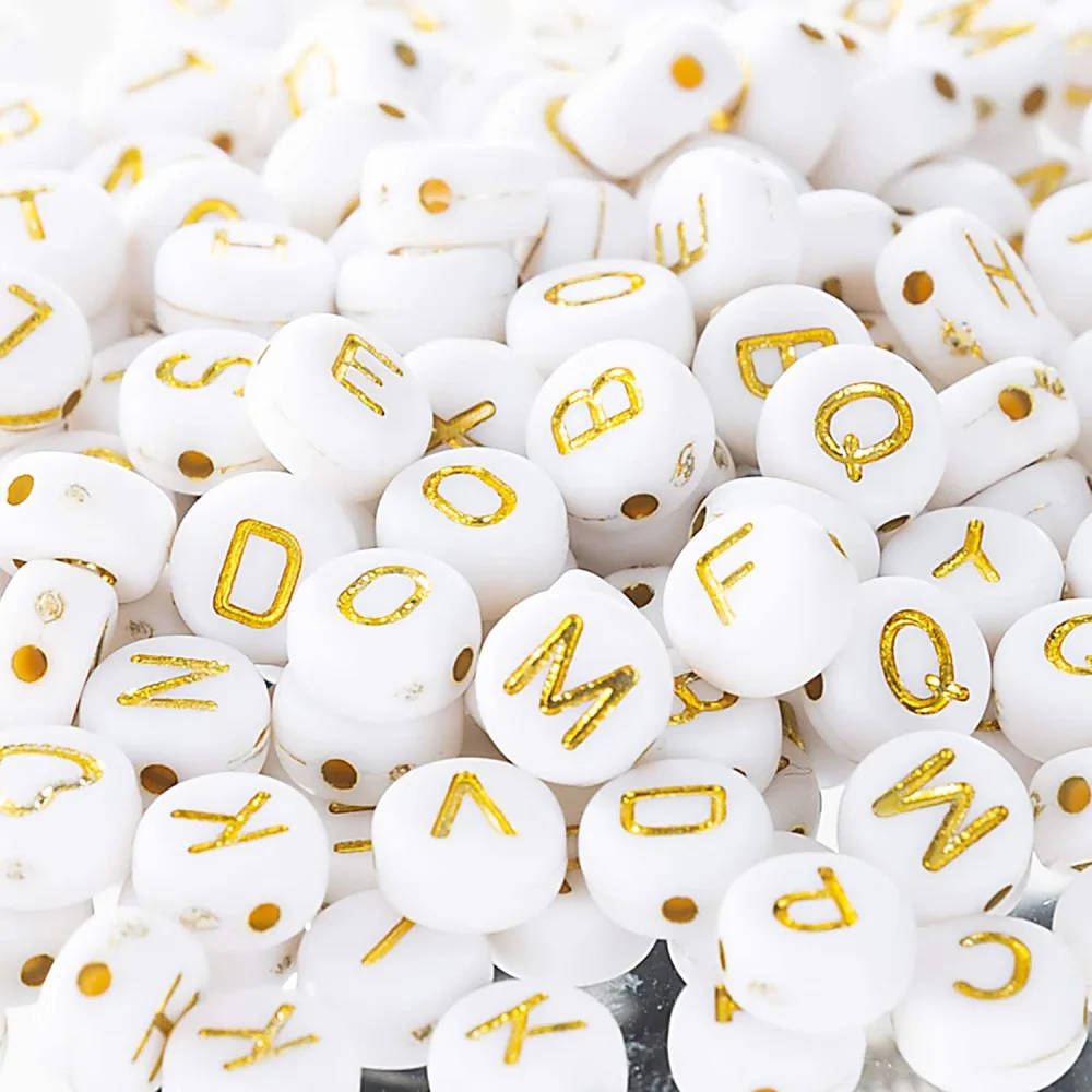 500Pcs DIY Beads Charms Colored Round Letters Beads Handcraft Loose Beads Material DIY Accessory