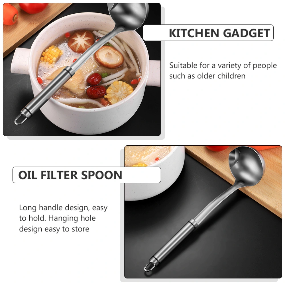 1pc 304 Stainless Steel Oil Filter Spoon Oil Soup Separation Spoon (Silver)