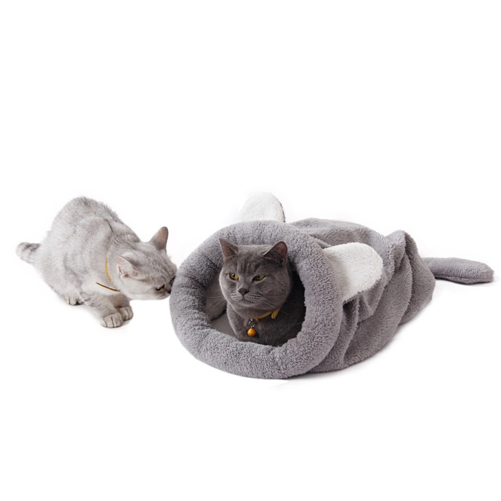 Pet Dog House Cat Sleeping Bag Warm Dog Cat Bed Lovely Pet Warm Mat Cushion Kennels Pet Supplies - Size L (Gray)