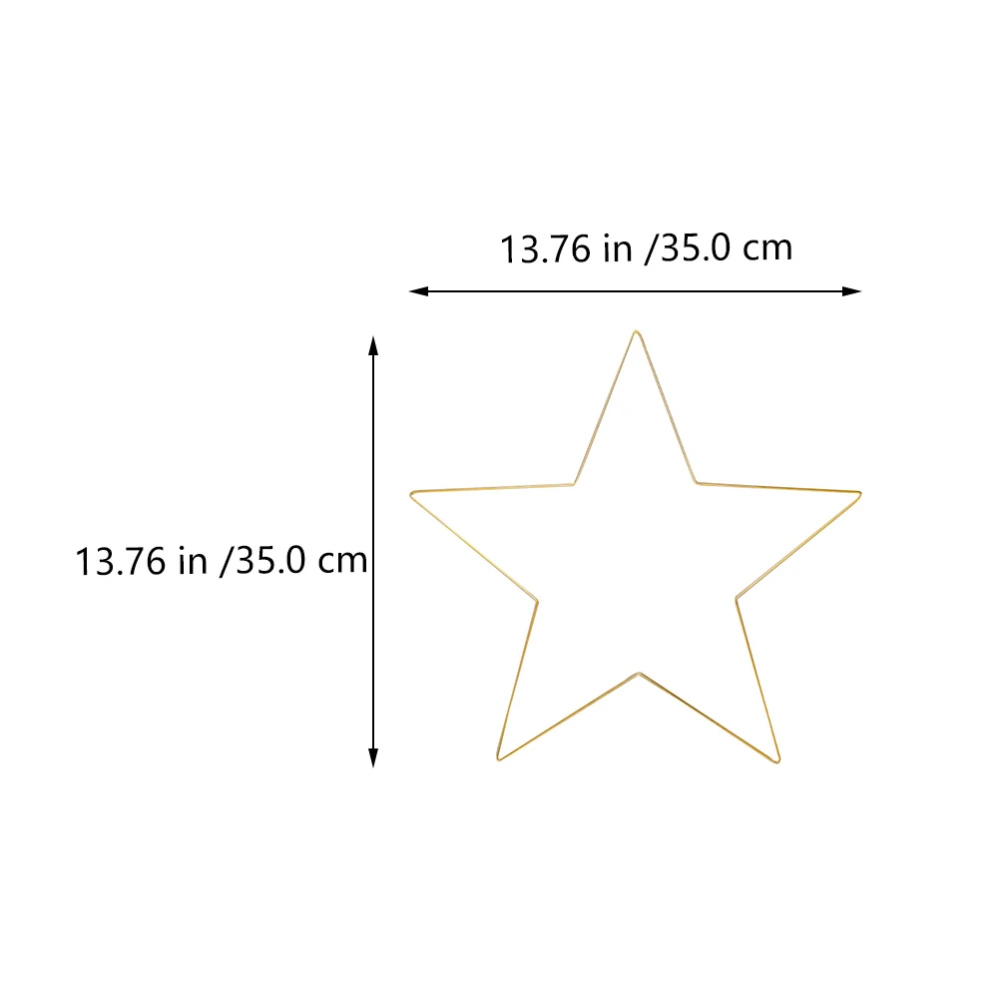 1Pc Five-pointed Star Wall Pendant Home Backdrop Ornament Iron Art Craft Golden