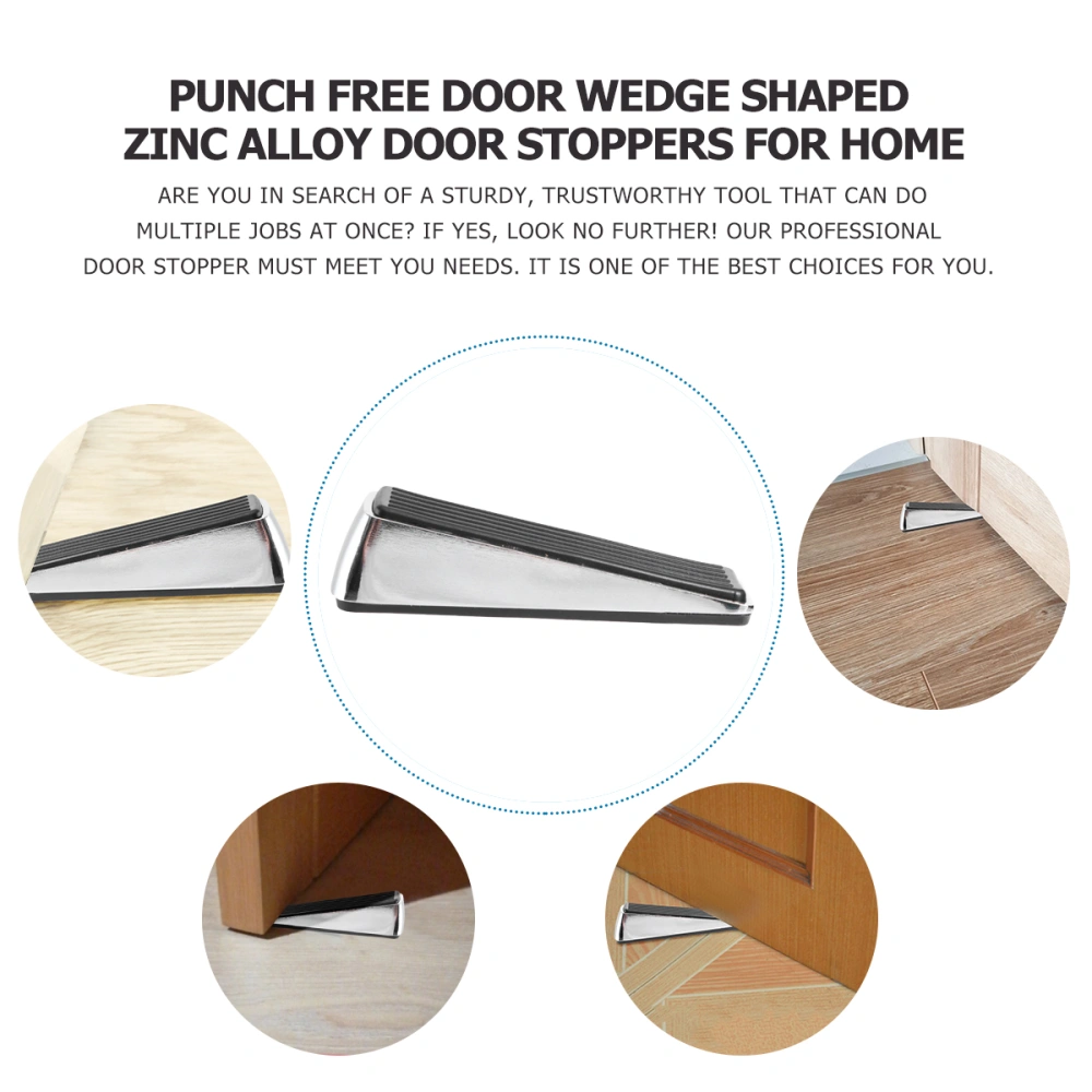 Punch Free Door Wedge Shaped Zinc Alloy Door Stoppers Sturdy Home Door Tool