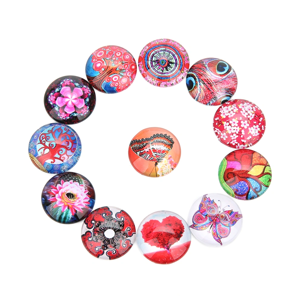 1 Bag 20pcs DIY Jewelry Supplies Gems Glass Sticker Round Patches for Pendant Jewelry Making (Mixed Color 25mm)