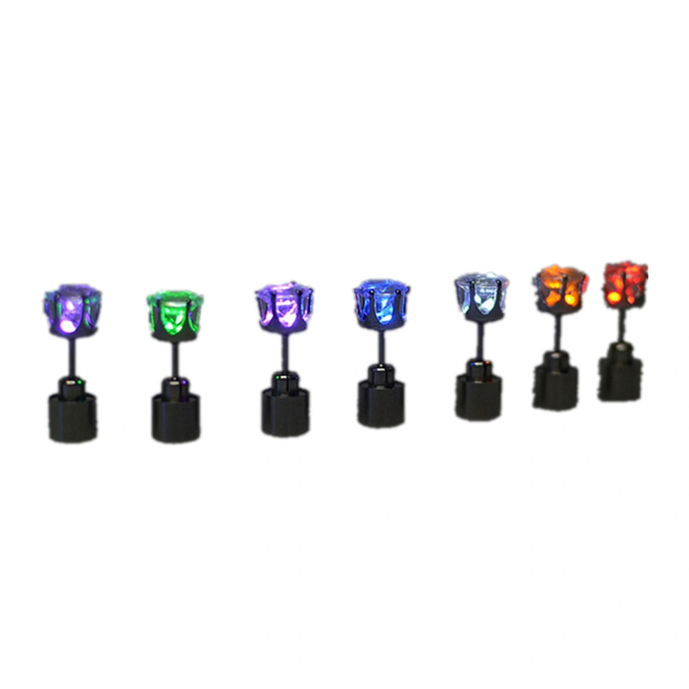 7pcs Light Up LED Earrings Studs Glowing Flashing Stainless Steel Earrings Studs Dance Party Unisex Accessories (7 Color)