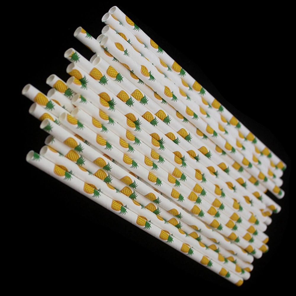 100pcs Disposable Pineapple Paper Straw Fruit Decorative Drinking Straws Party Supplier