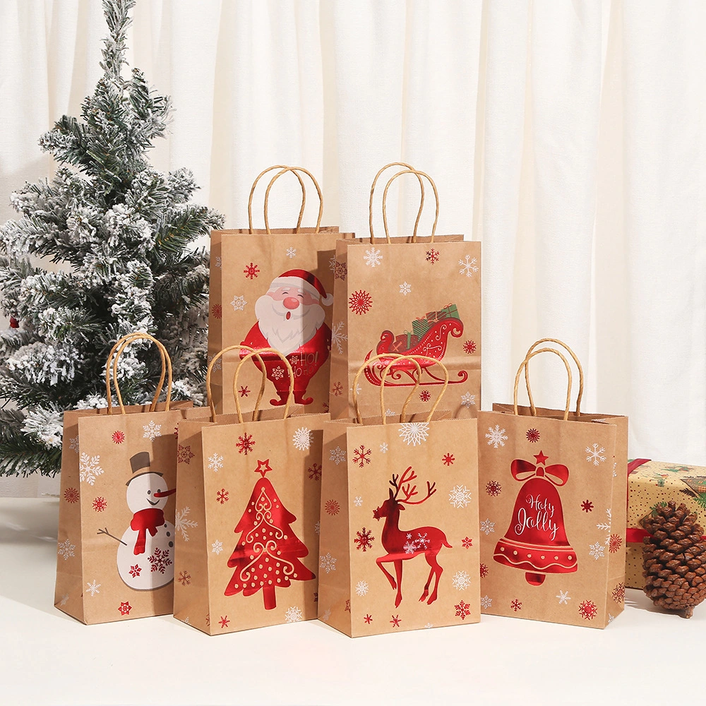 24pcs Christmas Wrapping Bags Gift Storage Pouches Handheld Packing Pouches Multi-functional Bags