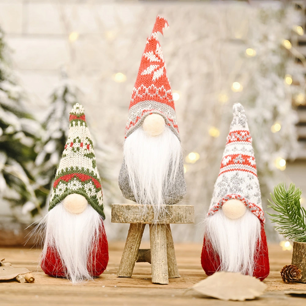 2pcs Christmas Decorations Snowflake Gnome Doll with Knitted Hat Ornaments