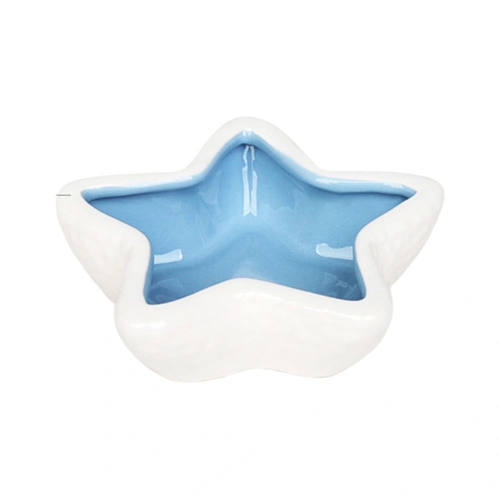 Sea Star Hamster Feeding Bowl Ceramic Pet Drinking Bowl Non-Slip Food Container for Home Shop Rabbit Squirrel Pet Supplies (Light Blue)