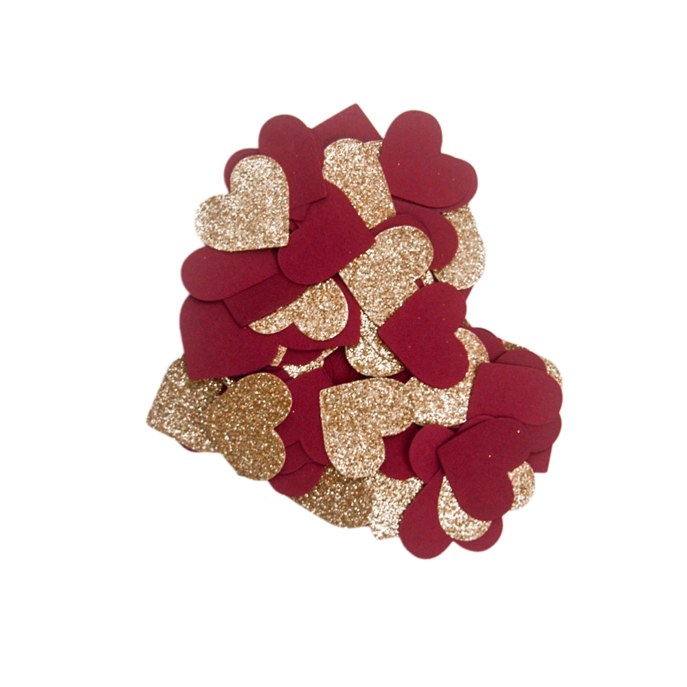 60pcs Love Heart Confetti Scatter Mini Delicate Confetti Paillette Ornaments Accessories for Wedding Valentines Day Party (Pink + Red + Glitter Gold)