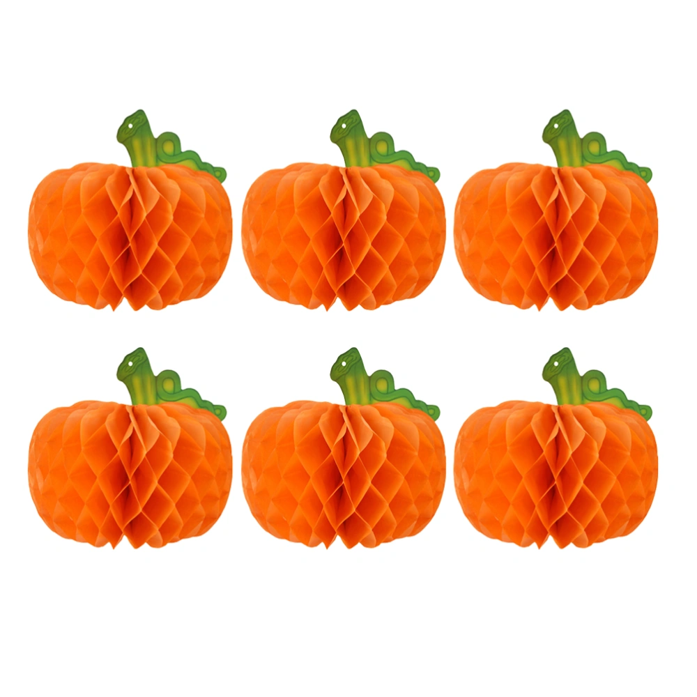 6pcs 25cm Pumpkin Paper Ball Creative Halloween Decoration Honeycomb Ball with Holes