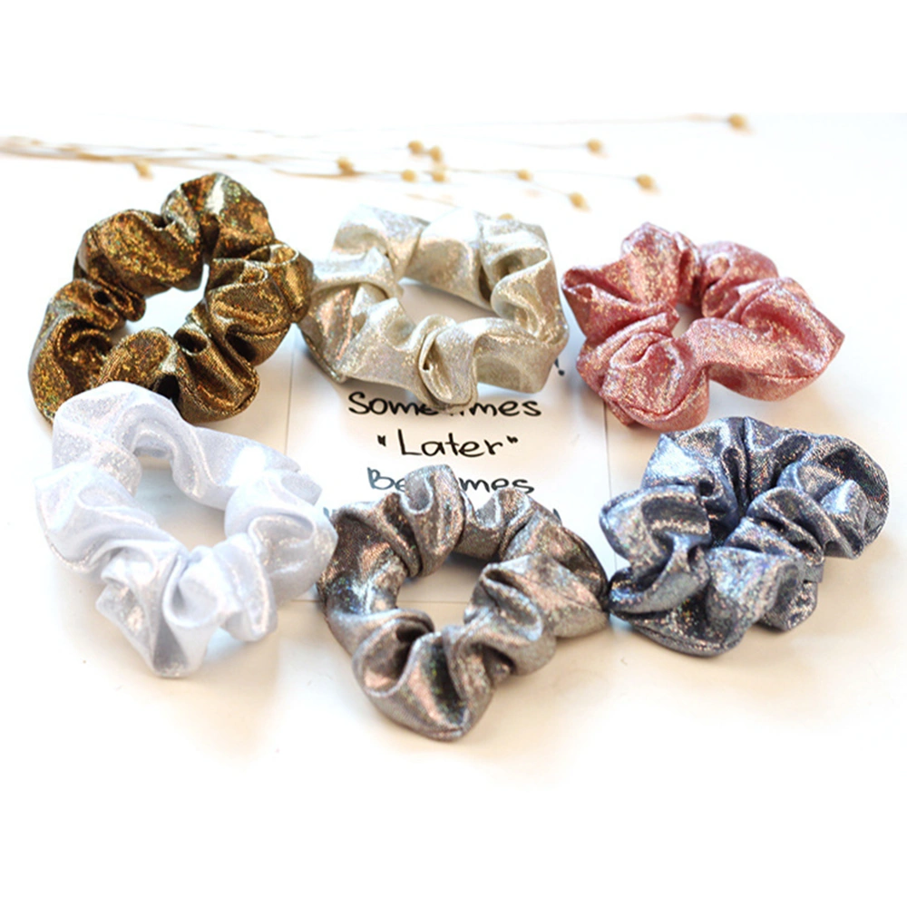 6pcs Shiny Hair Scrunchies Elastic Hair Bobbles Hair Scrunchy Ponytail Holder Hair Bands for Kids Adults