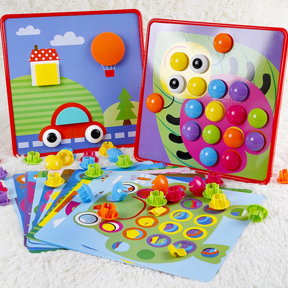 1 Set of DIY Button Toy Mushrooms Nails Color Matching Pegboard Educational Preschool Toy (Random Color and Pattern)