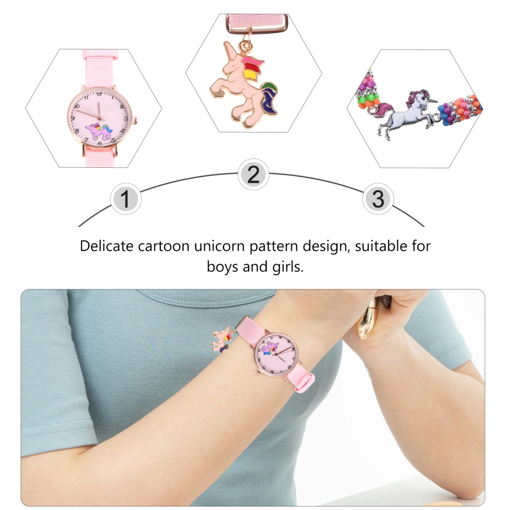 2pcs/Set Unicorn Cartoon Quartz Watch Bracelet Fashionable Girls Wrist Watch