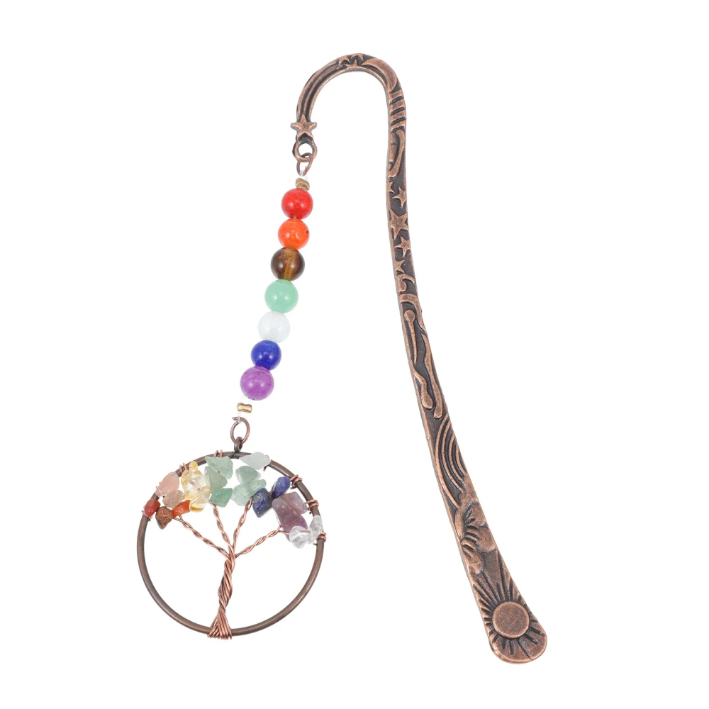 1PC Crystal Life Tree Seven Chakra Bookmark Natural Gravel Seven Chakra Bookmark