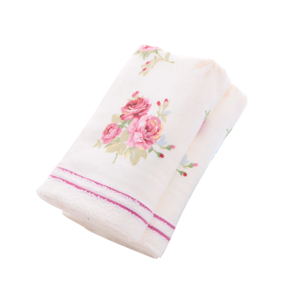 34x34cm Cotton Bath Towel Flower Printing Bathroom Home Hotel Beach Face Towel (Oyster White)