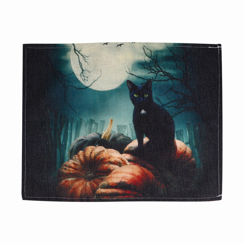 1pc Halloween Place Mat Kitchen Cat Pumpkin Pattern Table Mat (Assorted Color)