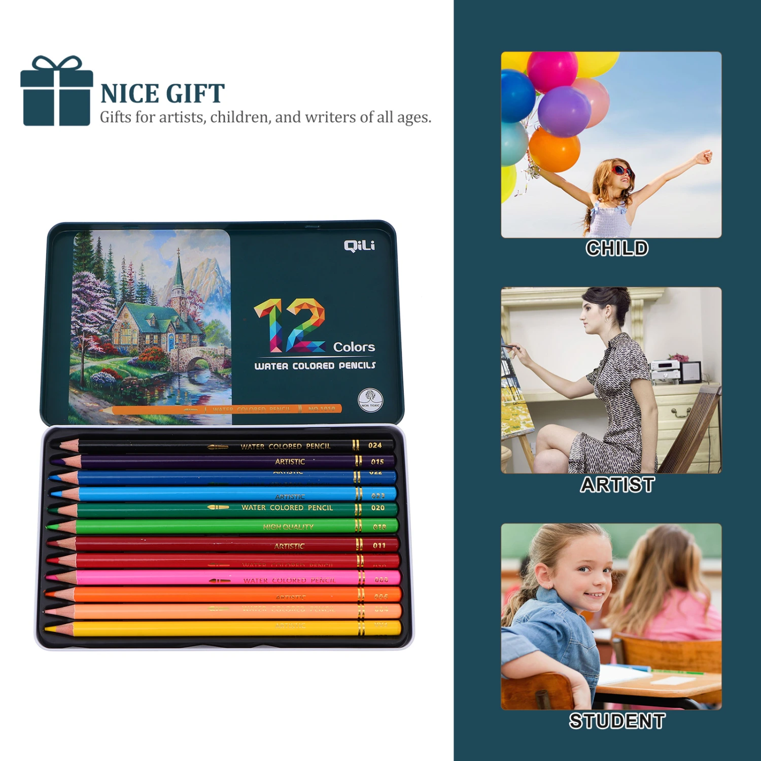 1 Box of Professional Watercolor Pencils Multi Colored Art Drawing Pencils