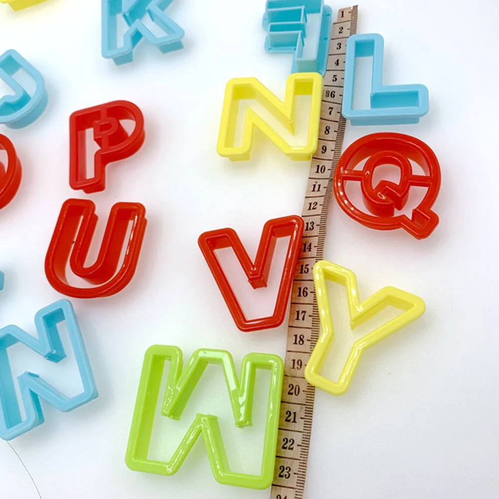 26 Pcs DIY Color Mud Plasticine Mould Set Alphabet Capital Letter Smart Dough Tools Kit for Home Indoor Outdoor Kids Educational Playing Toy
