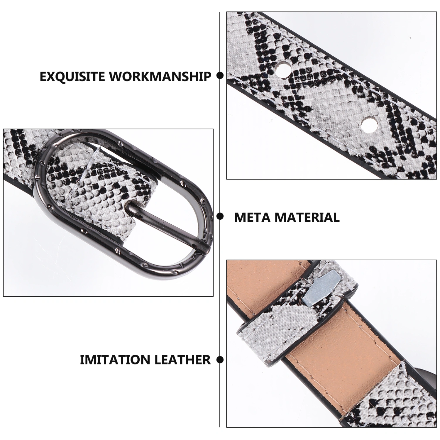 1 Set 2Pcs Snakeskin grain Waistbelts Clothes Dress Belts (Black Khaki)