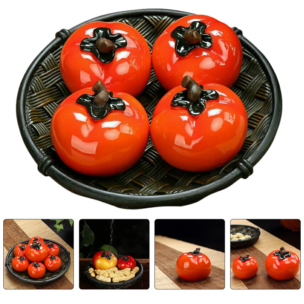 1 Set Decorative Persimmon Basket Ornaments Tea Pet Ornaments Resin Crafts