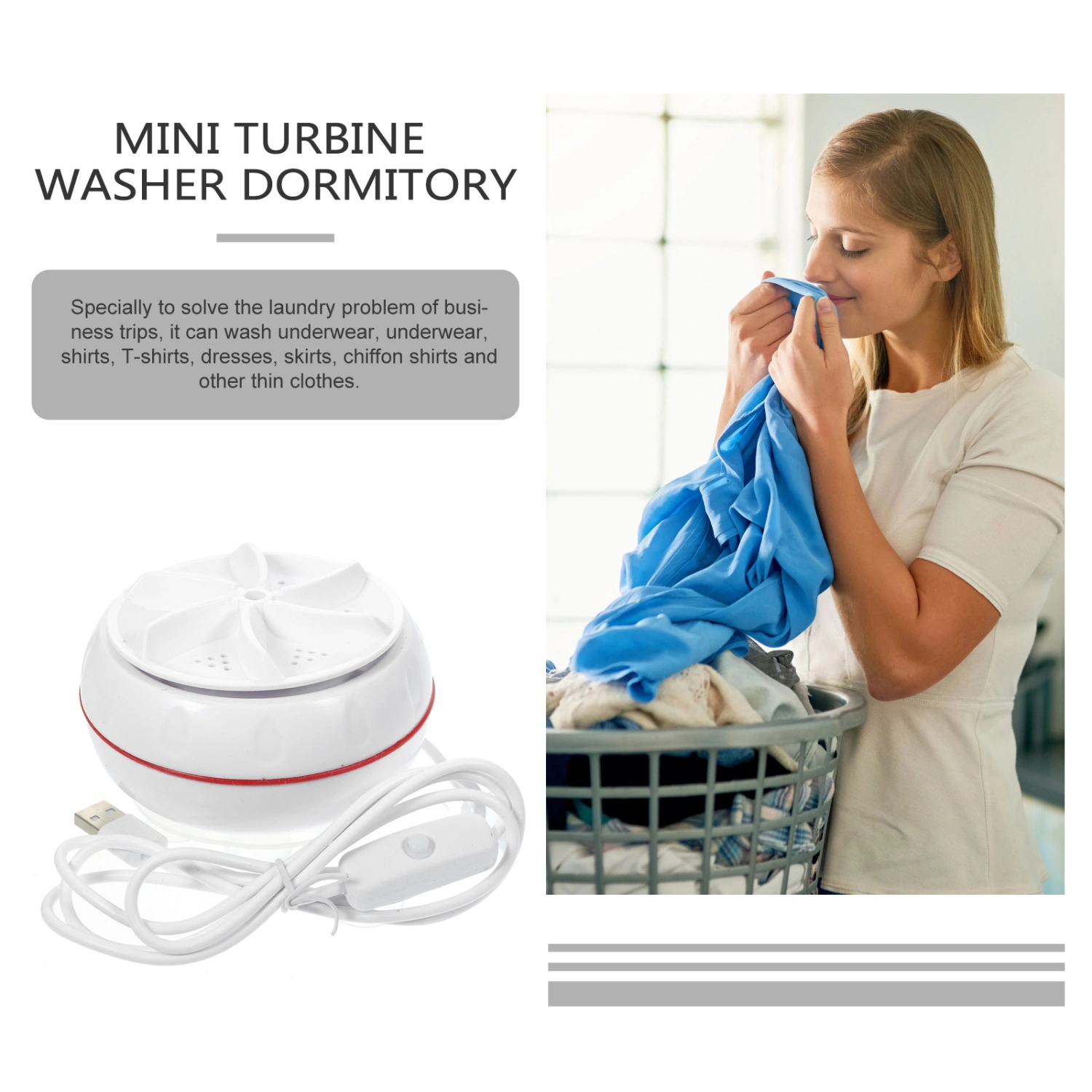 Portable Washing Machine Travel Clothes Washer USB Charging Washing Machine