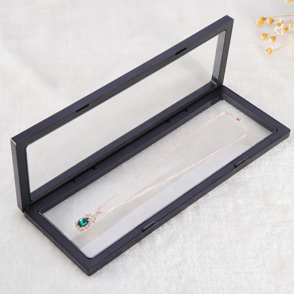 3D Floating Frame Shadow Box Display Case Coin Box Jewelry Display Show Case 11x30cm (Black)