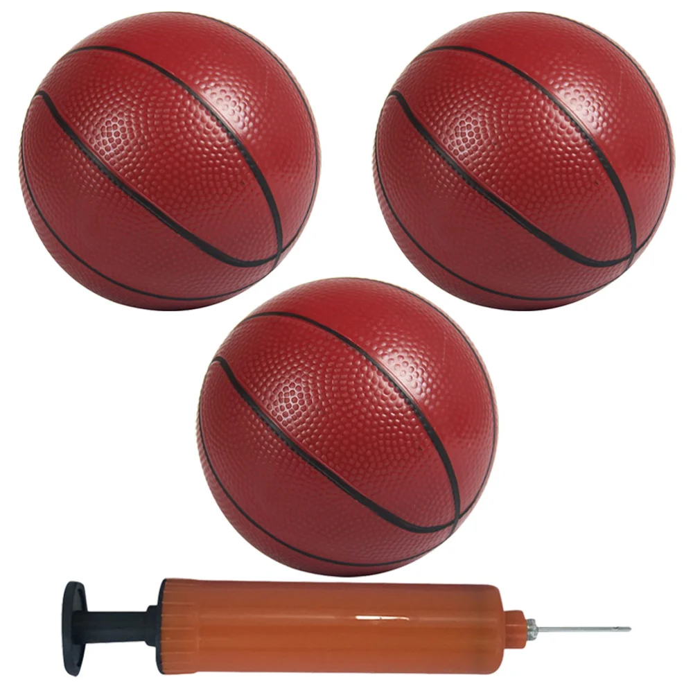 3PCS Mini Basketball Toys Inflatable Balls PVC Patting Balls Sports Accessories with Random Color Inflator