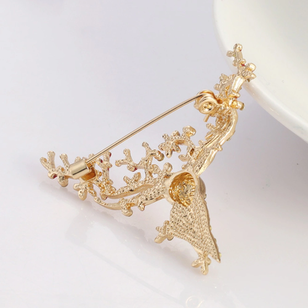 Christmas Creative Brooch Alloy Elk Rhinestone Brooch Breastpin Fashion Badge for Women Ladies