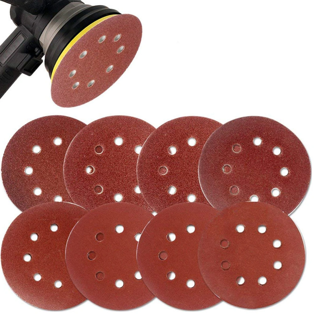 25PCS 8 Hole 5 Inch Hook and Loop Sanding Discs 100 Grit Sandpaper Circular Pads