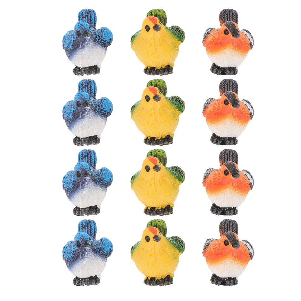 12 Pcs Resin Bird Model Micro Landscaping Decor Mini Bird Shaped Adornments