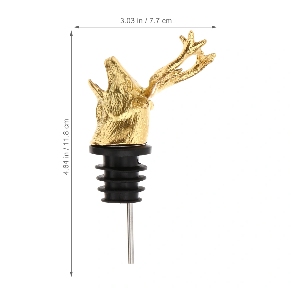 Deer Head Wine Pourer Animal Bottle Stopper Creative Wine Aerator for Bar Party Restaurant (Golden)