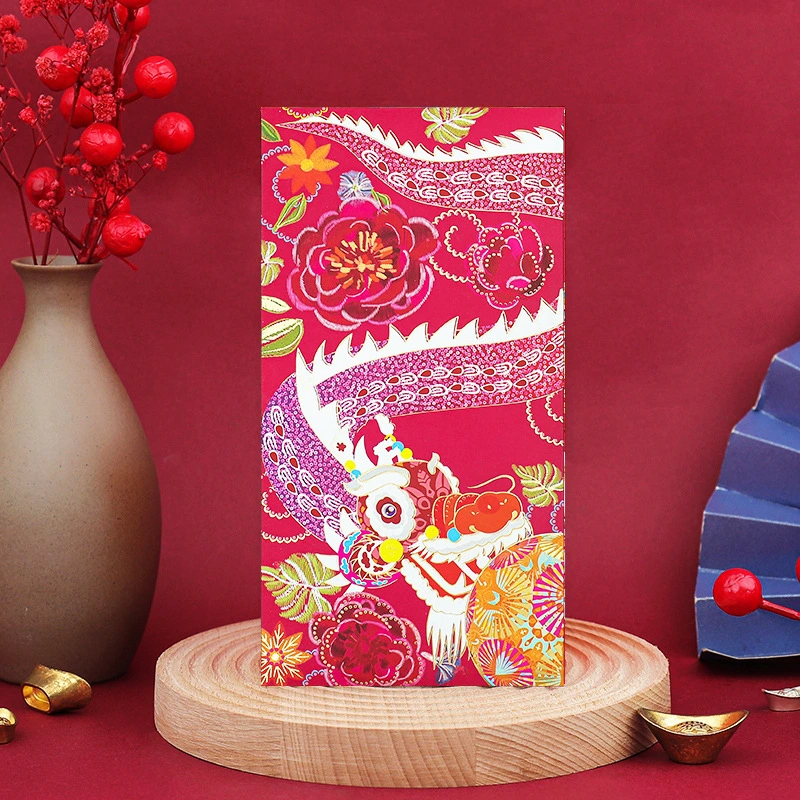 4pcs Spring Festival Red Envelopes Paper Red Packets New Year Money Bags