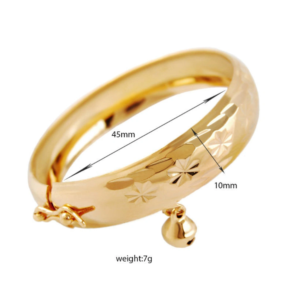 1PC Baby Hand Ring Stylish Imitation Gold Bracelet Delicate Full Moon Blessings Bracelet Cool Bracelet with Bell for Kids Toddler Girl Wearing Size S Inner Diameter 45MM