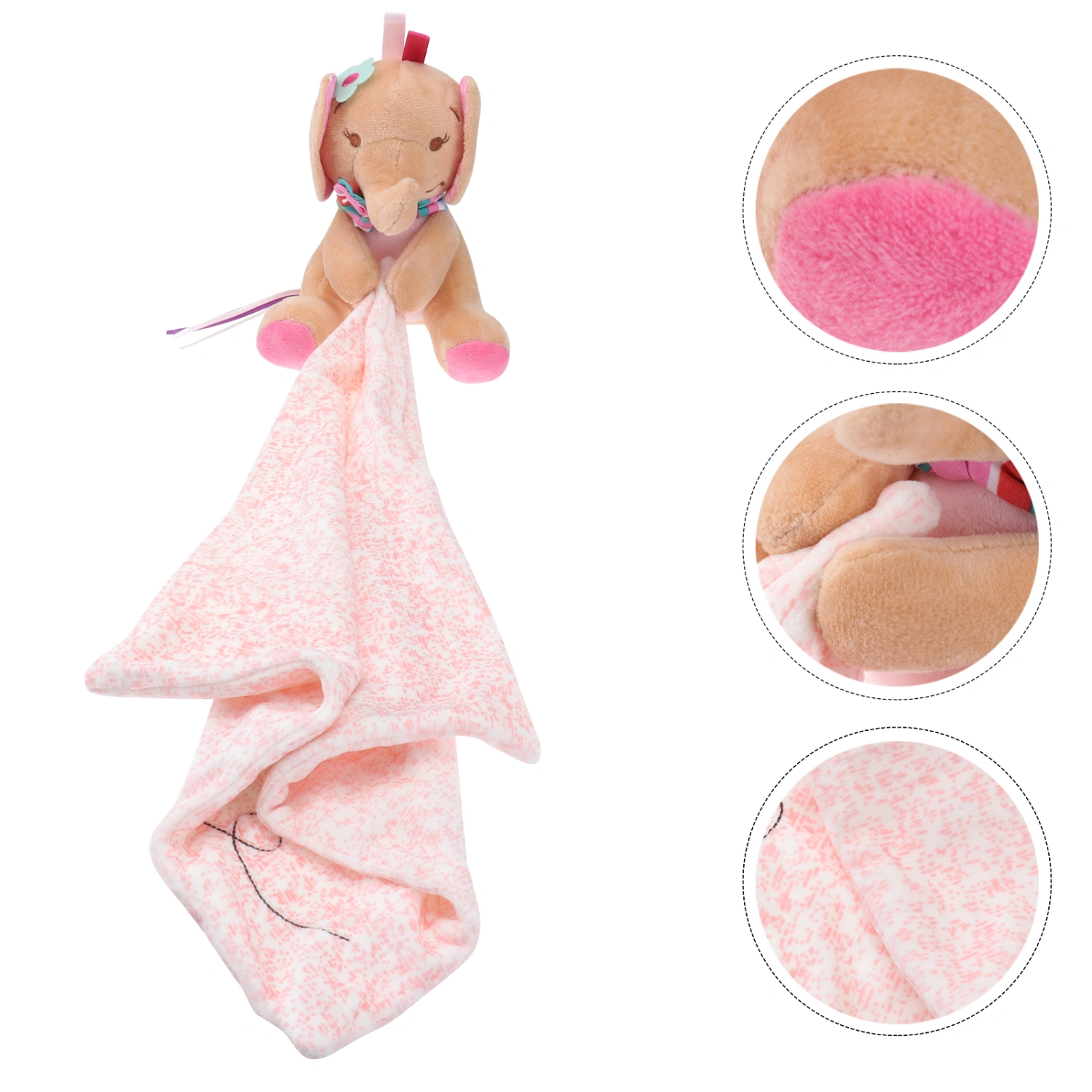 Animal Baby Bib Sleeping Appease Toy Newborn Children Animals Plush Toys Towels Feeding Accessories (Elephant)