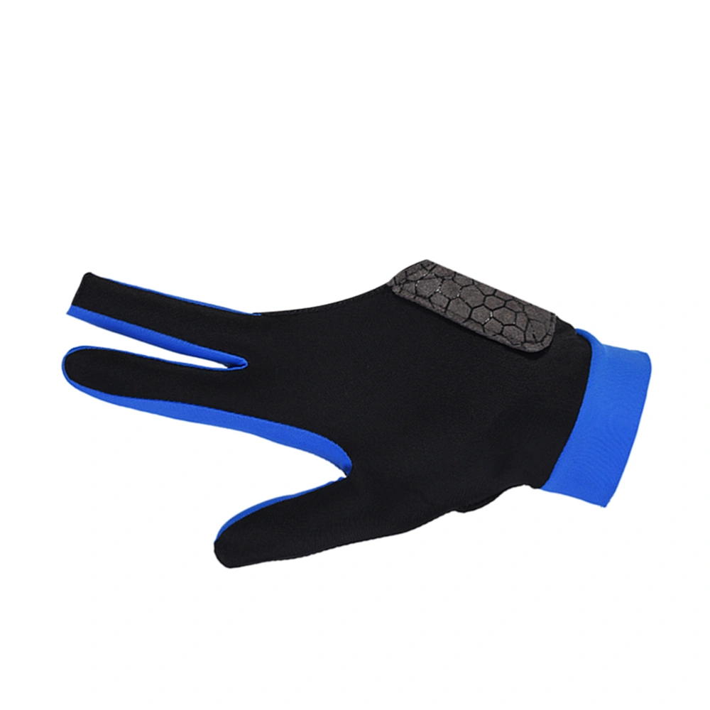 1pc Three-finger Billiard Glove Silicone Non-slip Elastic Left Hand Glove - Size M (Blue)