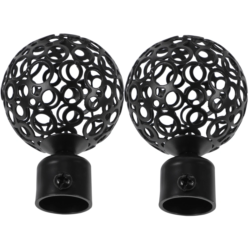 2pcs Decorative Curtain Rod End Curtain Bar Head Plug for Home (Black)