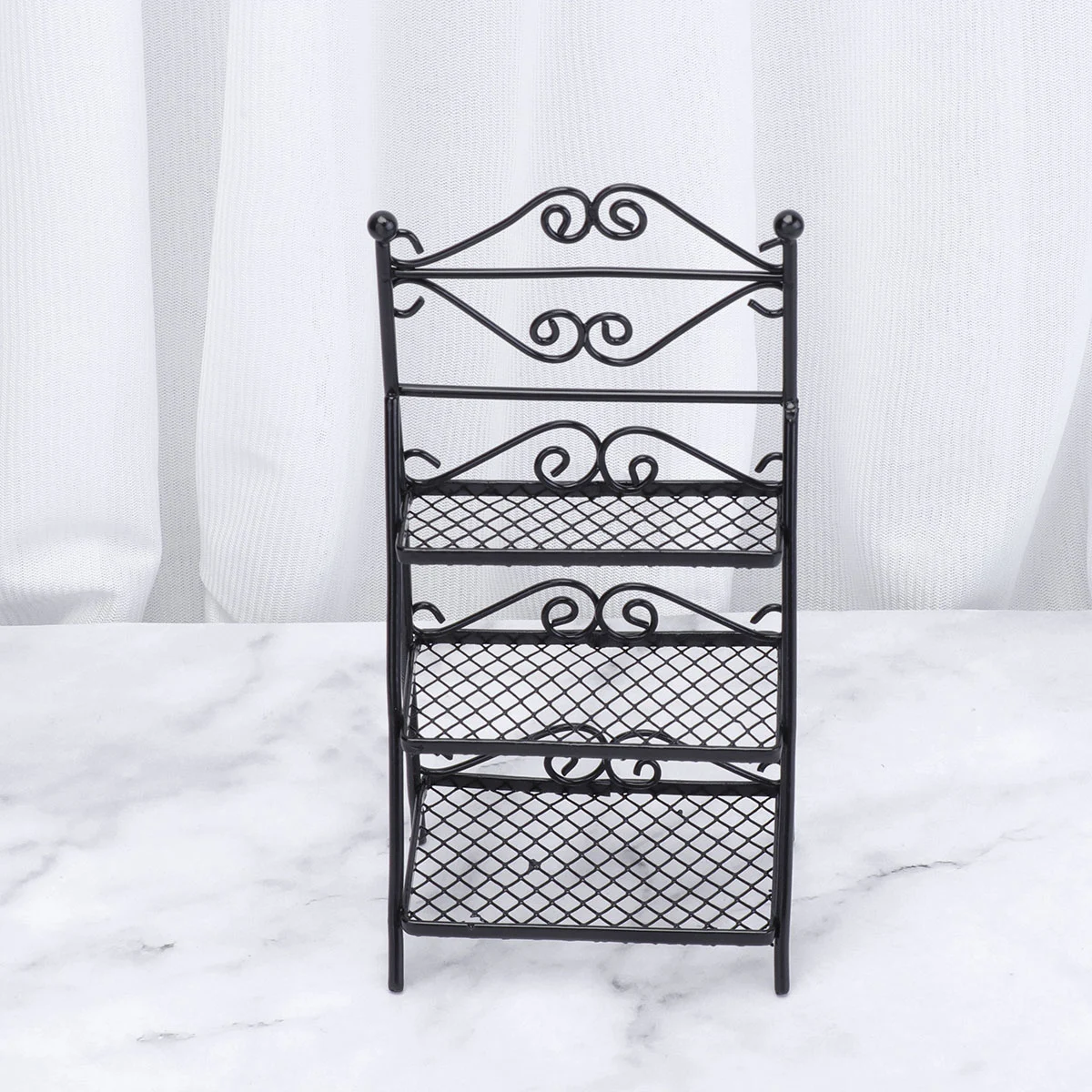 1pc Mini House Flower Shoe Rack Indoor and Outdoor Storage Rack Shelf Miniature Adornment for Decor (Black)