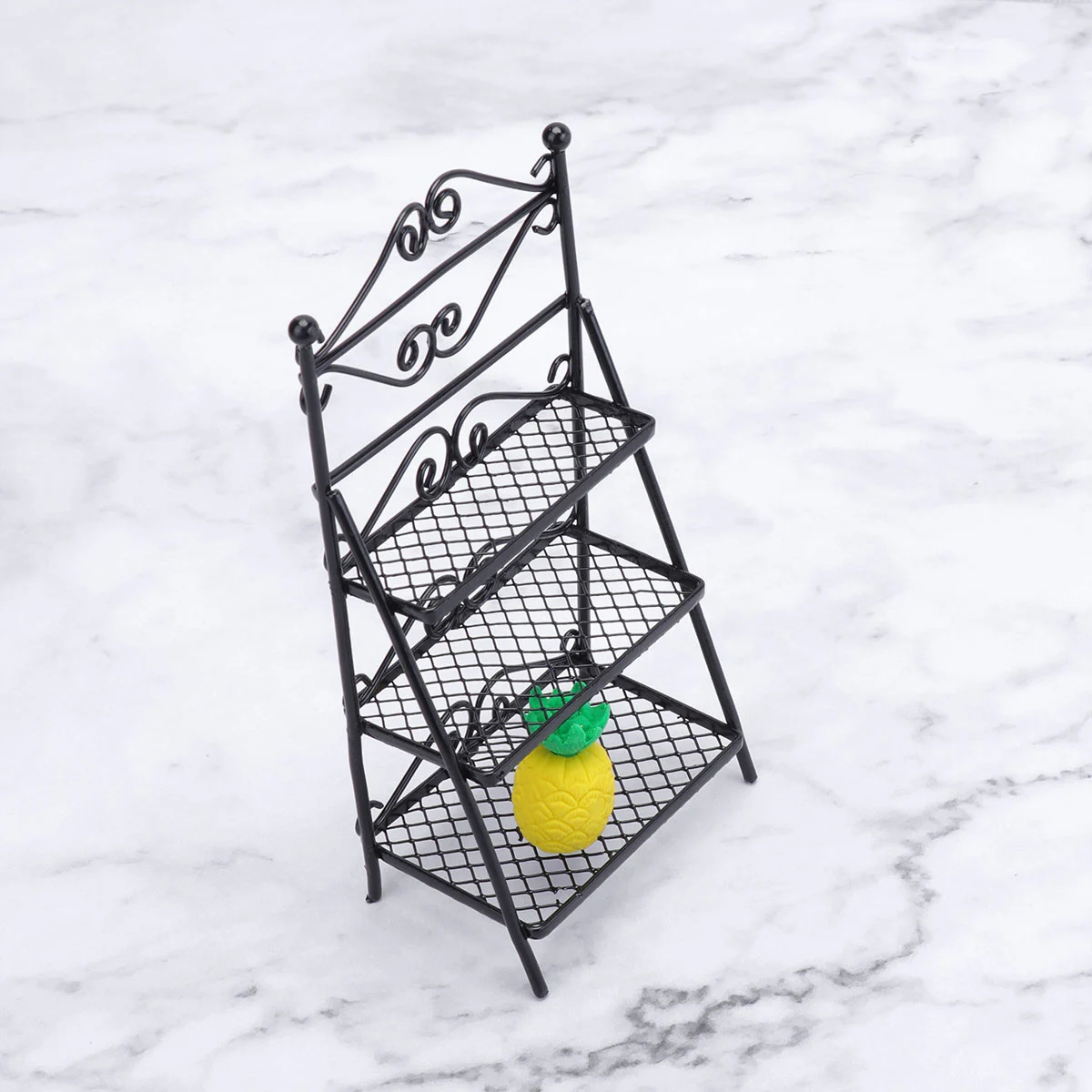 1pc Mini House Flower Shoe Rack Indoor and Outdoor Storage Rack Shelf Miniature Adornment for Decor (Black)