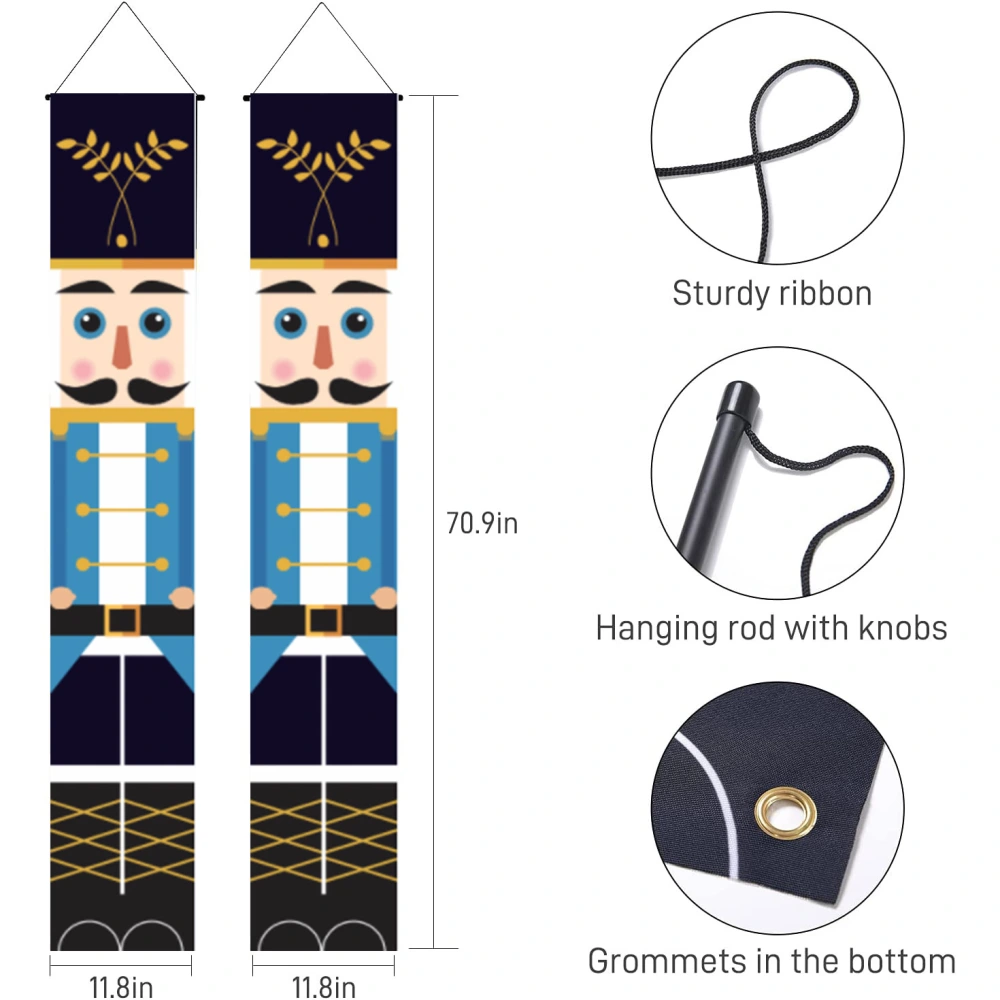 1 Pair Nutcracker Door Banner Christmas Porch Banner Sign Decoration Front Door Porch Couplet