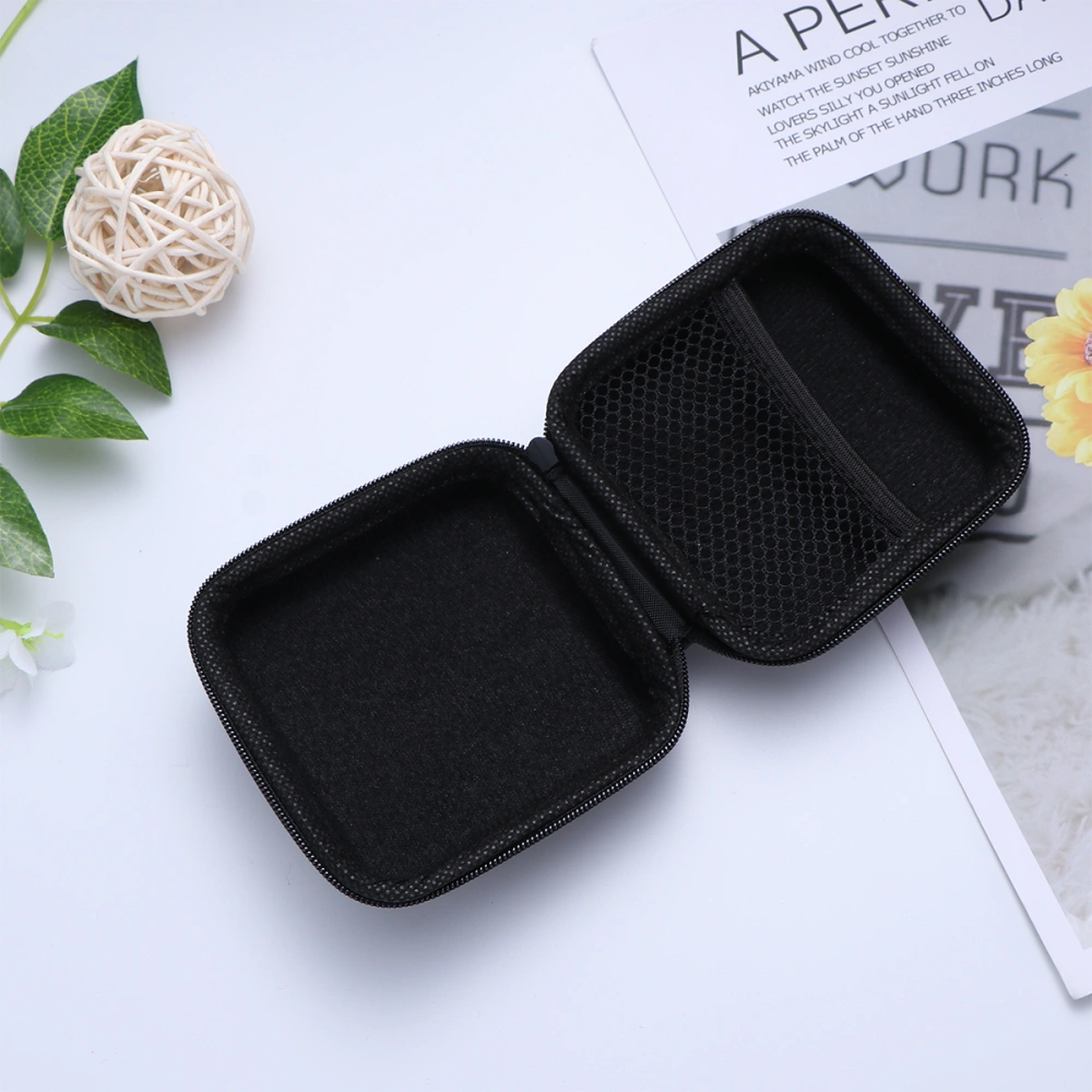 1pc EVA Storage Box Case Watch Box Container Holder Organizer Zipper Square Shape for Watch (Black)