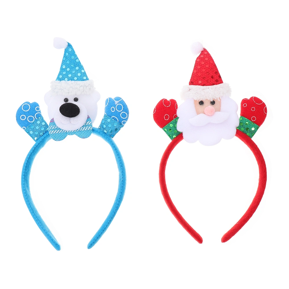 2PCS Lovely Christmas Luminous Hairband Child Xmas Party Headband with Lamp