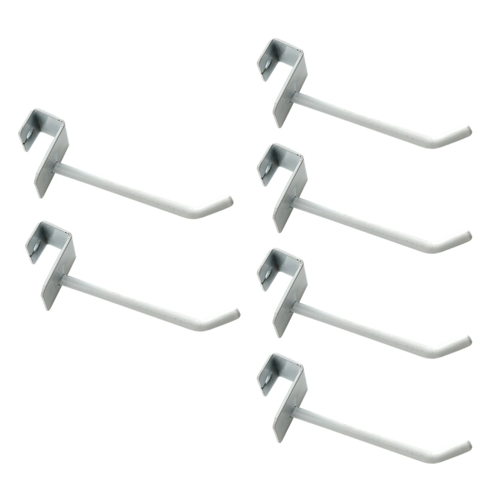 6PCS Square Tube Hook Supermarket Shelf Goods Display Hook (White 5.7mm Thick)