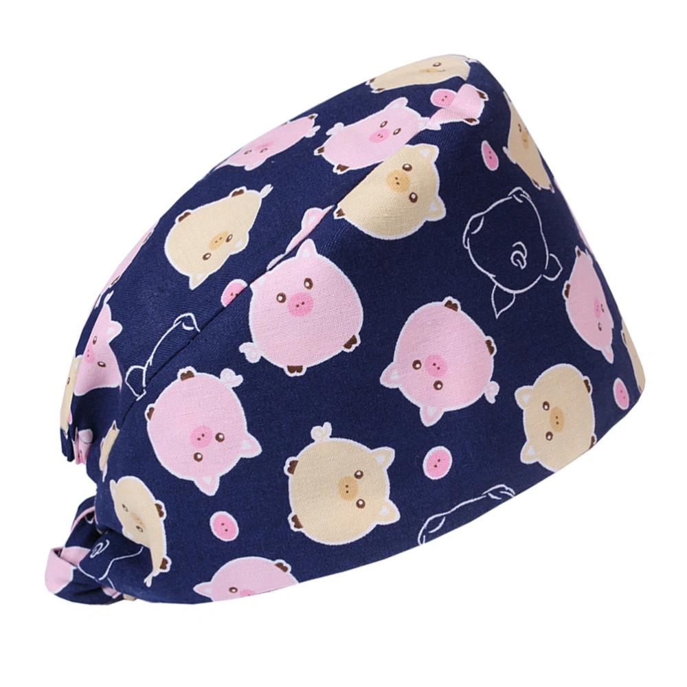 Cartoon Pig Printed Hat Creative Working Hat Dust-proof Useful Head Protector for Daily Use