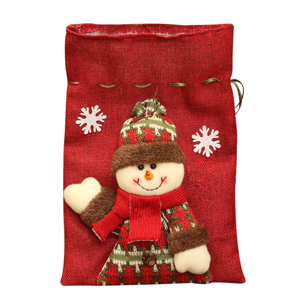 Christmas Gift Bag Linen Candy Bags Sack Xmas Bag Home Party Decorations (Snowman)