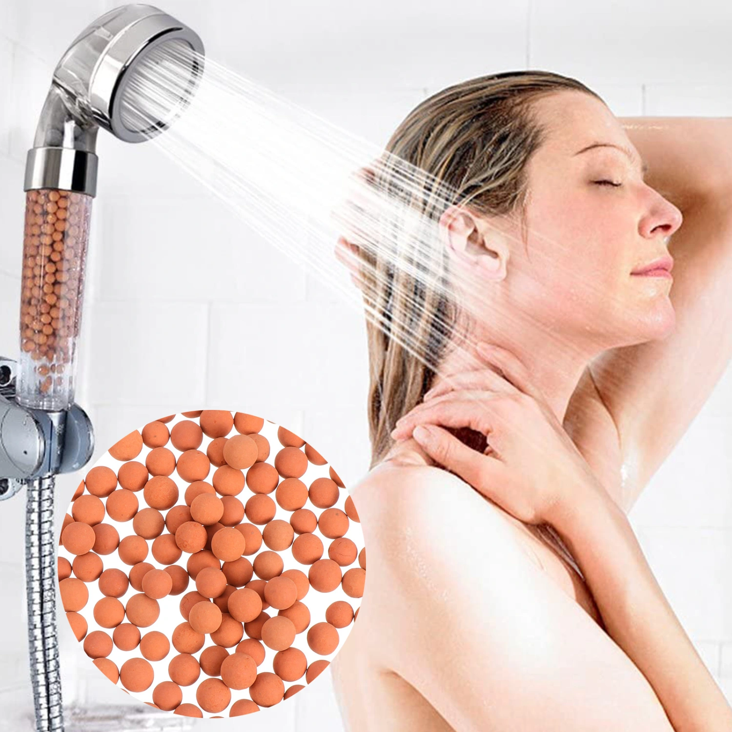 300g Shower Head Refill Hard Water Filter Shower Balls Spa Negative Ions Filters