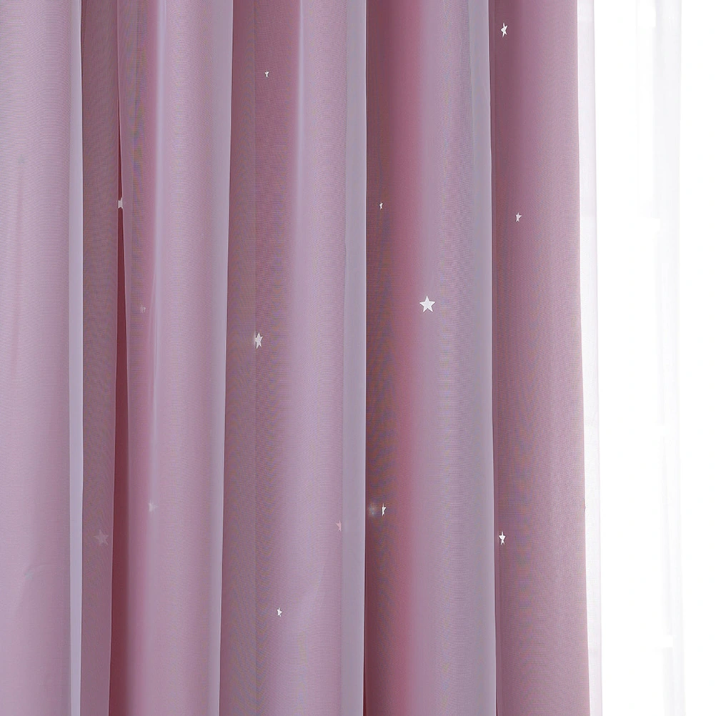 1pc Hollow-out Curtain Fashion Blackout Curtain Stylish Window Curtain for Home Living Room Bedroom - Pink (200x100cm, Perforated Installation)