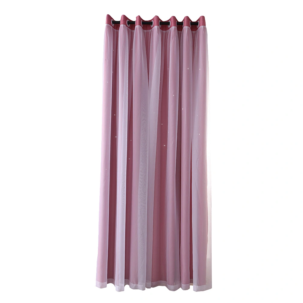 1pc Hollow-out Curtain Fashion Blackout Curtain Stylish Window Curtain for Home Living Room Bedroom - Pink (200x100cm, Perforated Installation)