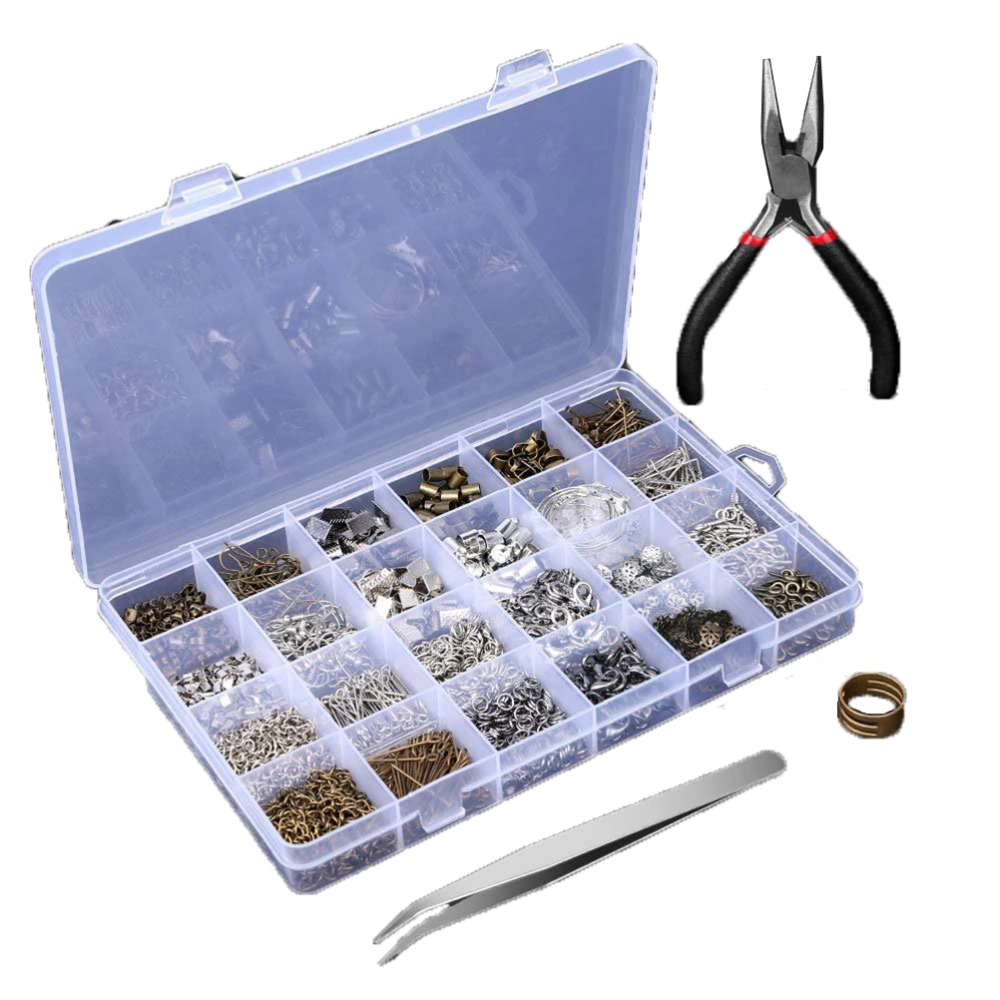 24 Grid DIY Jewelry Making Materials Rings Lobster Clasp Hook Torus Needle Clip Making Box Beads Kit Jewelry Tool Sets