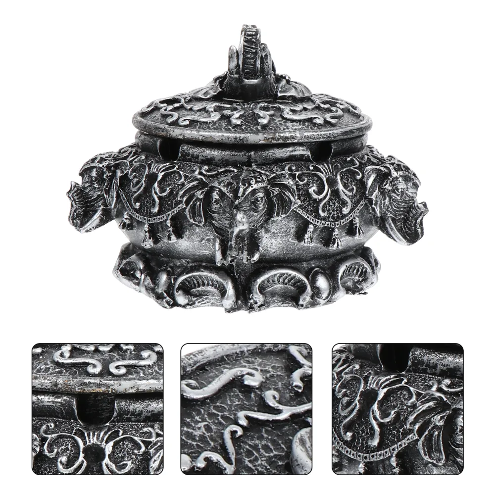 1pc Resin Craft Ashtray Adornment Desktop Elephant Relief Pattern Container