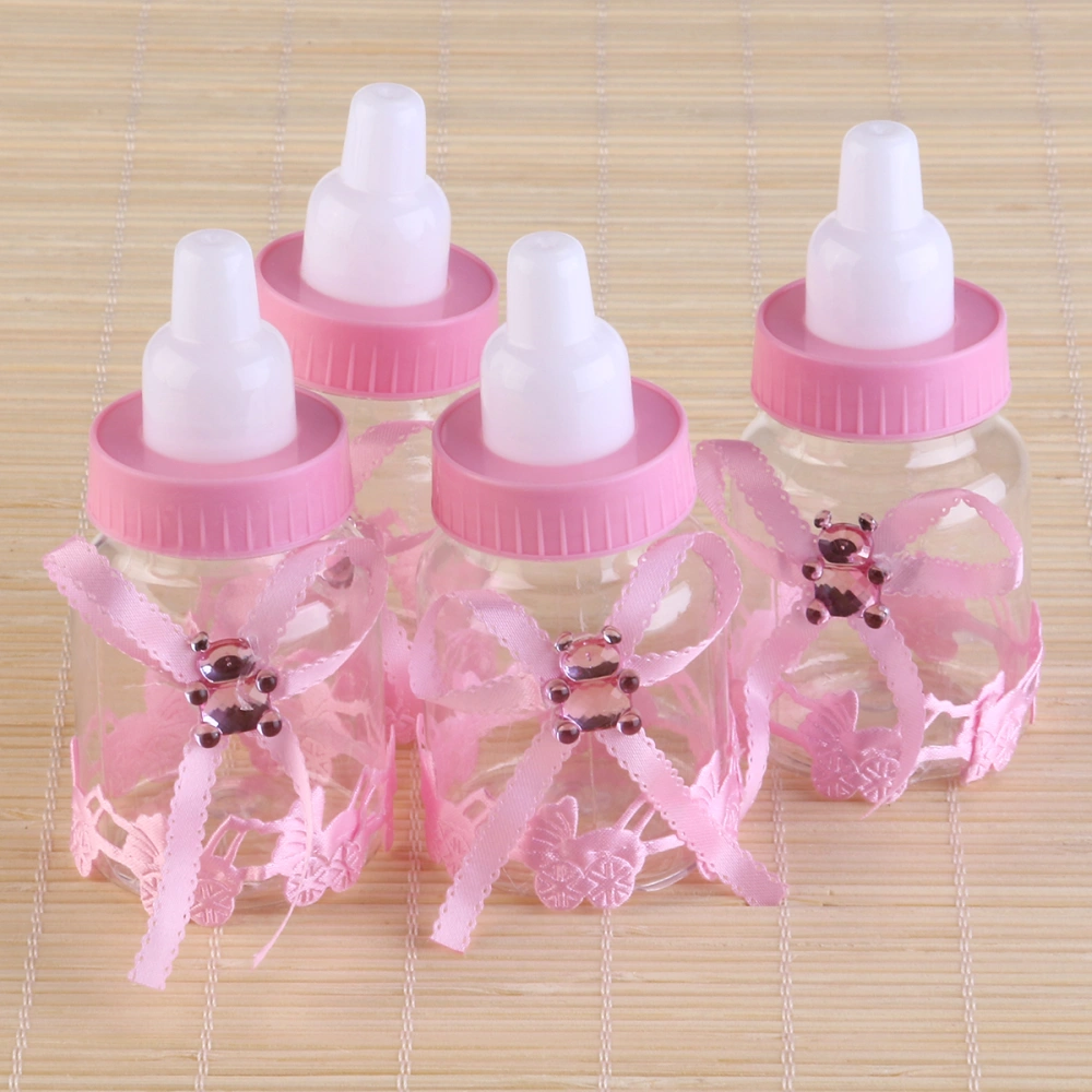 NUOLUX 12pcs Feeder Style Candy Bottle Gift Box Baby Shower Favors (Pink)