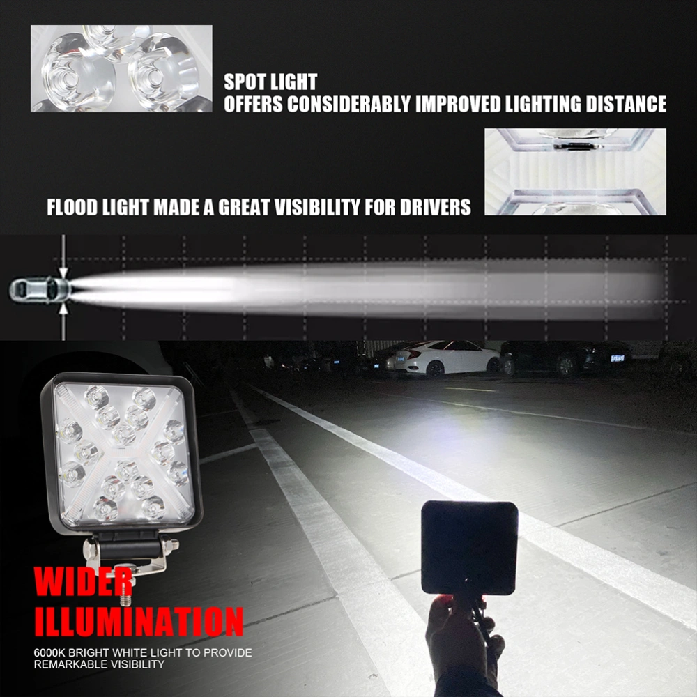 2Pcs 160W 4 Inch Offroad LED Front Fog Lamp Square Work Light X Shape Driving Light Engineering Lamp for Car Lighting (Assorted Color)